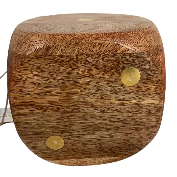 Jumbo Wooden Dice Decor Brass Inlays Handcrafted In India Decor Paperweight NWT - Picture 5 of 5